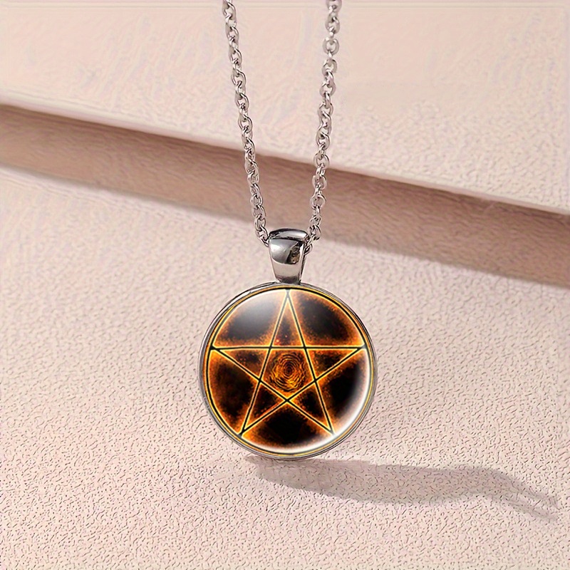 4pc Fire Pentagram Necklace, Bracelet & Earrings Jewellery Set